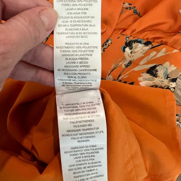 Equipment Floral Orange Wrap Dress Size Large - Picture 13 of 16